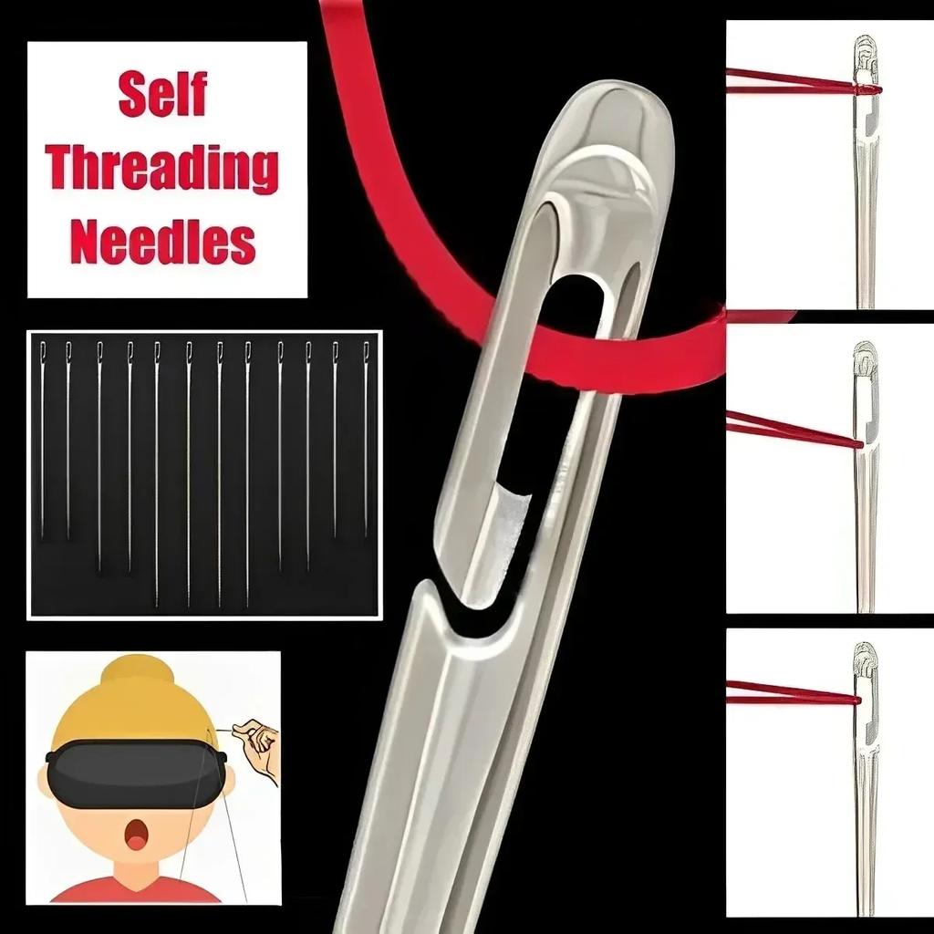 12pcs Knit and Crochet Set Kit Diy Side Knitting & Crochet Hole Blind Needle Sewing Stainless Steel Old Man Home Use Apparel