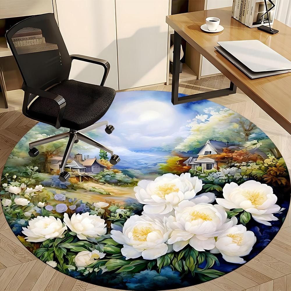 1pc Floral Landscape Chair Carpet for Office, , Non-slip Carpet, Very Suitable for Offices, farmhouses,Outdoor Carpet Yy251120038