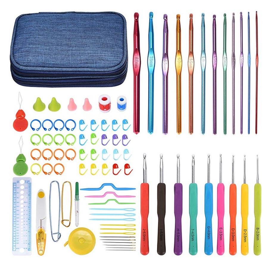 

1set Crochet Tools with Portable Bag DIY Sewing Kit Button Tape Measure Included Sweater Beanie Glove Knitting Handicraft XJM