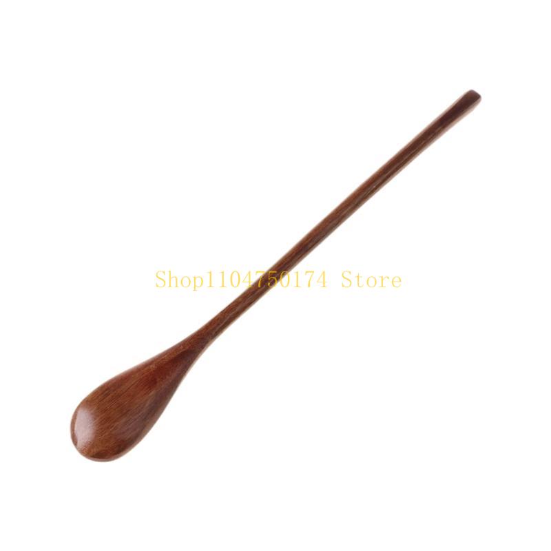 Natural Wooden Spoon Coffee Tea Cooking Dining Utensil Retro Long Handle Cutlery Top Sale