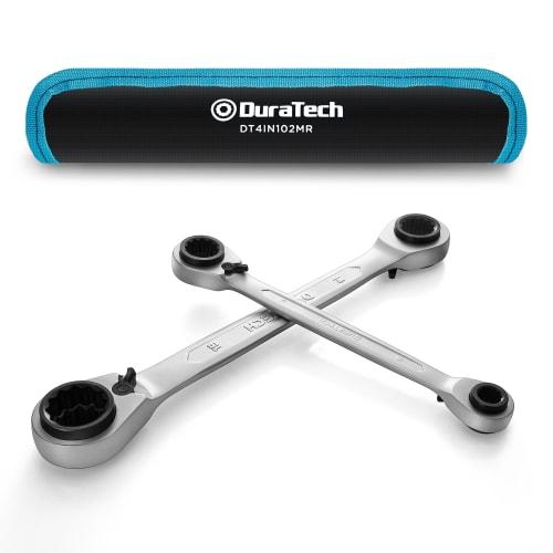 

DURATECH 4-in-1 Ratchet Wrench Set with Angle Ratchet, Straight Type, and Directional Lever, 72 Gears, CR-V Steel, 8x10x12x13mm, 14x15x17x19mm, Includ