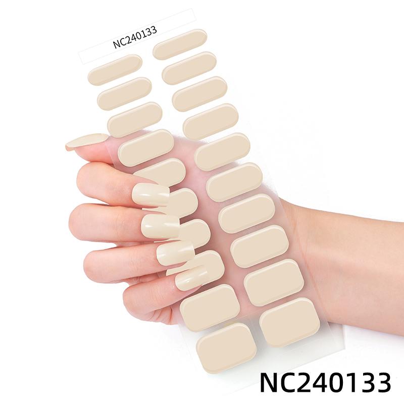 Hot Sell Custom Logo HEMA-Free Gel Polish Nail Stickers New Solid Color Styles Semi Cured Gel Nail Wraps 20 Gel Nail Strips