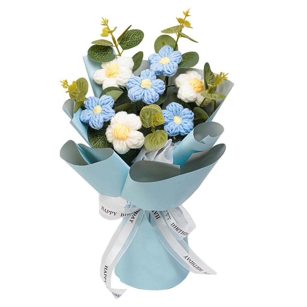 Dzianinowy Kwiat Gotowy Dekoracja Domu Bukiet Kwiatów Szydełkowych na Dzień Nauczyciela Urodziny Rocznicę Dzień Dziękczynienia Kobiety