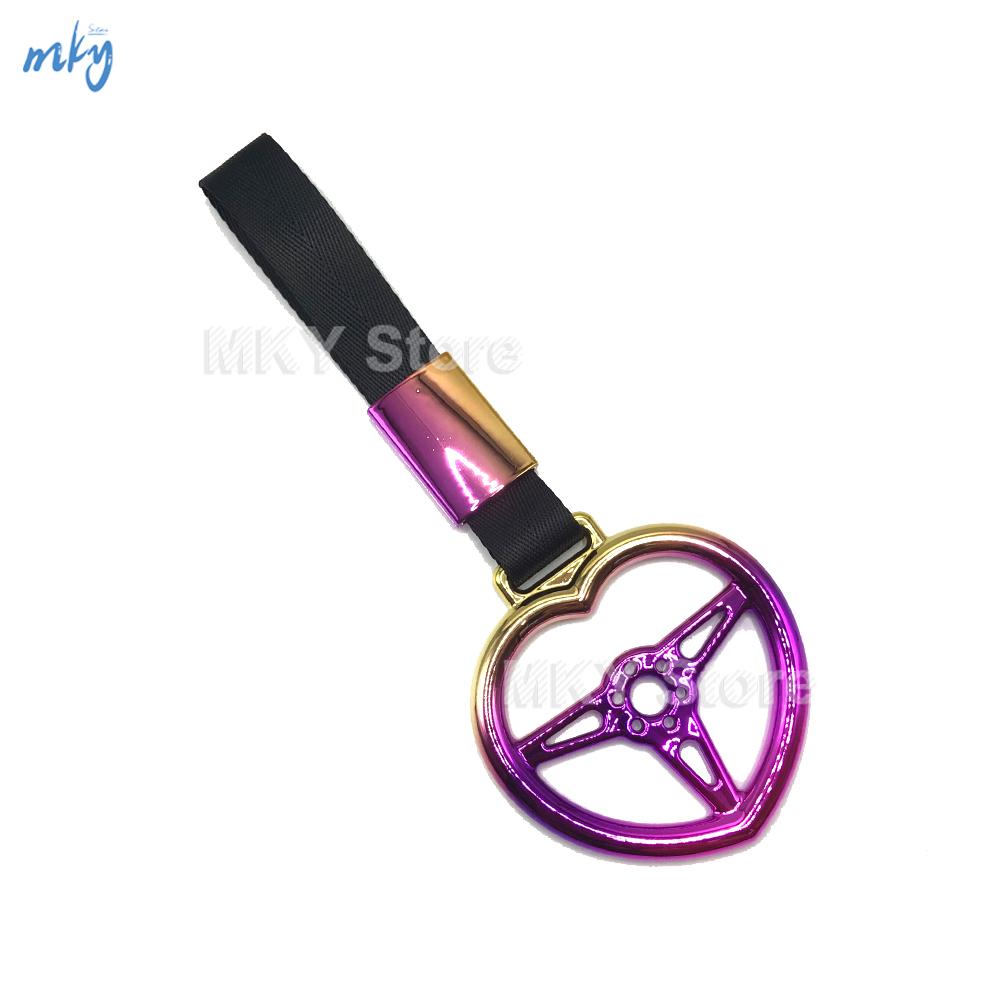 Kolorowy pierścień Tsurikawa serce JDM wyścigi pociąg autobus uchwyt pasek na rękę stylizacja pasek z zawieszką Drift akcesoria samochodowe pasek samochodowy