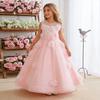 Girls Princess Dress Pink Birthday Party Piano Performance Gown Kids