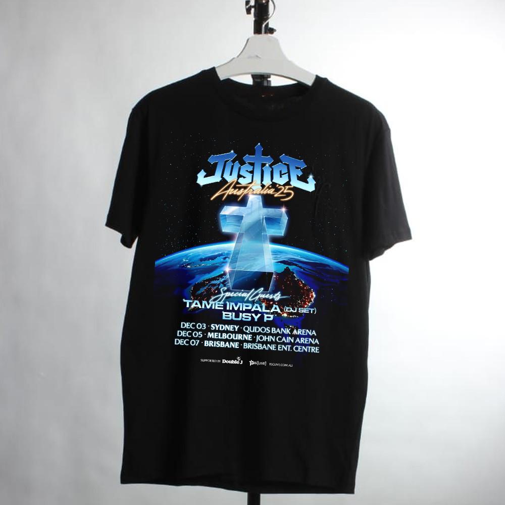 JUSTICE Band 2025 Winter Australia Tour Shirt Unisex Black S-5XL ND1338 Unisex T-Shirt XL