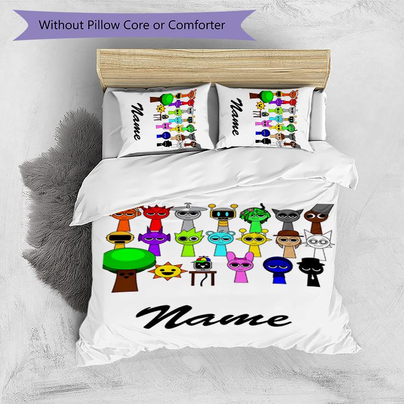 3pcs SPRUNKI5 Cover Set - Personalized Name, HD Printed Bedding with 1 Cover and 2 Pillowcases - Perfect for Home Decor, Easy Care