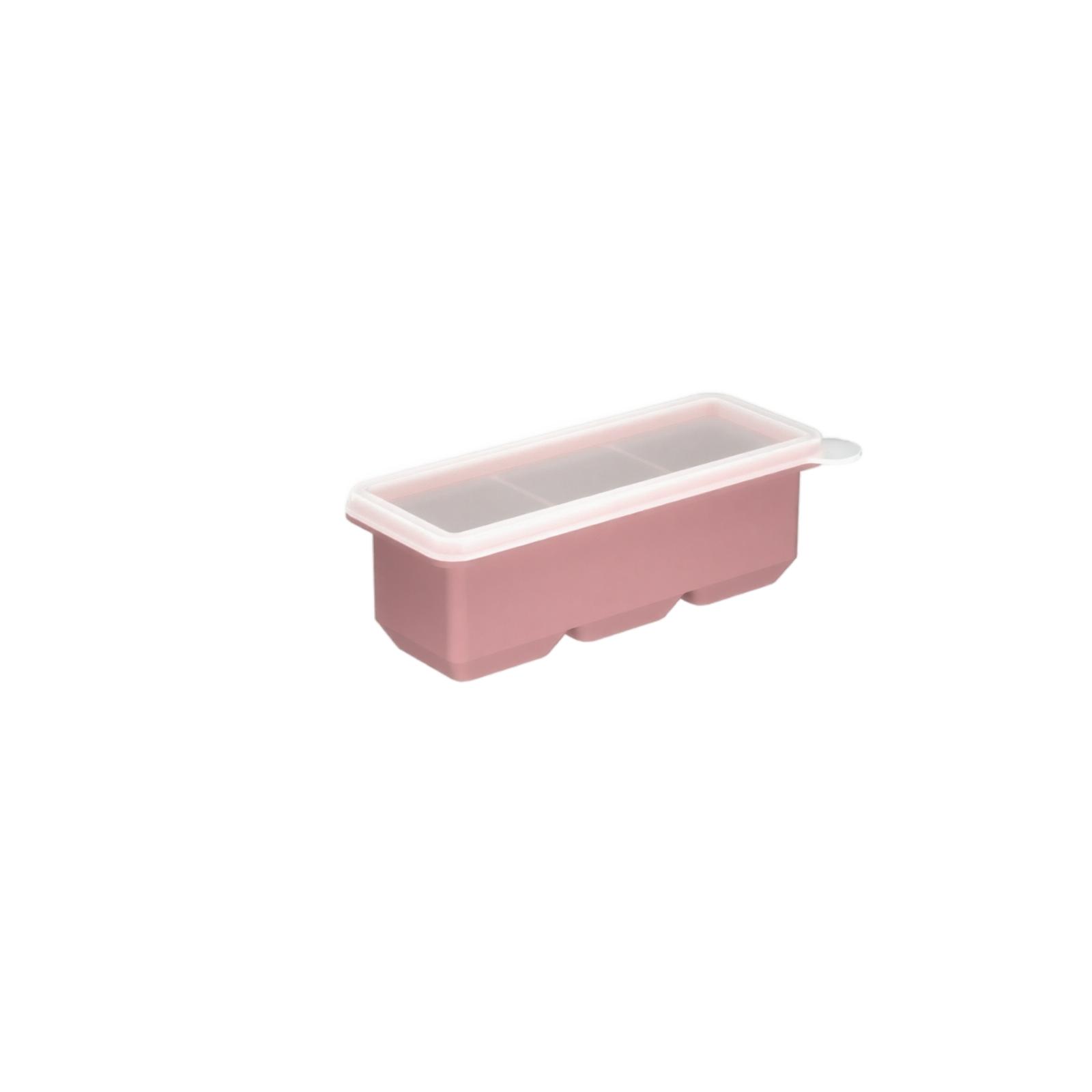 

Silicone Ice Cube Tray with Lid Square Mold Three Compartment Flexible Non-Toxic Food Grade Silicone Ice Maker Tray for Kitchen Use One Size рожевий