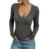 Womens Slim Fit V-Neck Knit Top Long Sleeve Twist Sweater Casual Versatile 2026