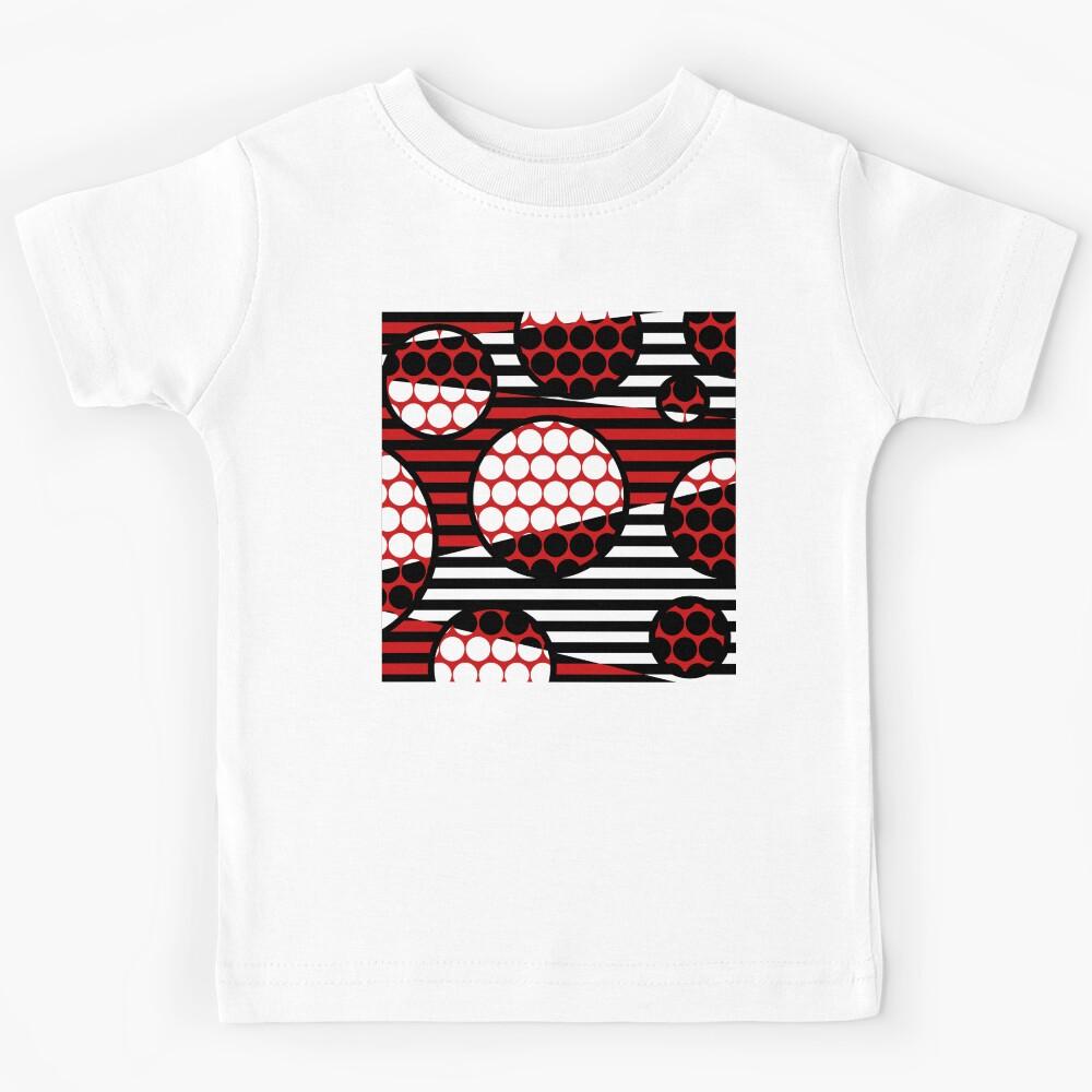 Spots and Stripes Colour Block Pattern Red Kids T-Shirt 170