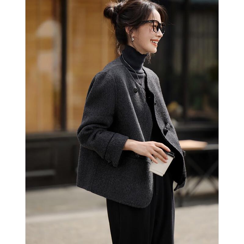 Mohanyimei V-Neck New Chinese Style Double-Faced Wool Coat