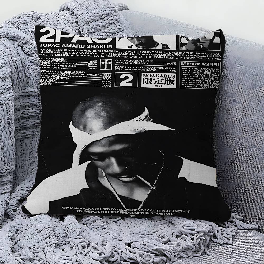 Rapper 2Pac T-Tupac S-Shakur Singer Pillow Gift Home Office Decoration Pillow Bedroom Sofa Car Cushion CoverPillow Case