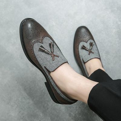 Golden Sapling Men Formal Shoes Wedding Brogue Flats Casual Business Oxfords Men's Dress Loafers Tassel Patchwork Leather Shoe