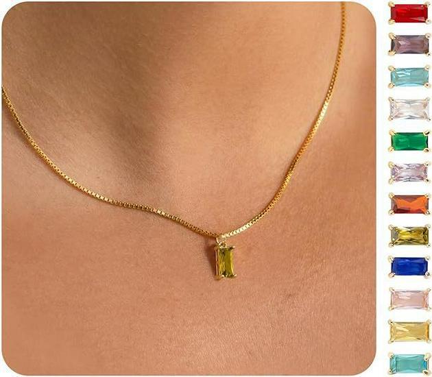 Gold-Plated Zircon Birthstone Pendant Necklace for December