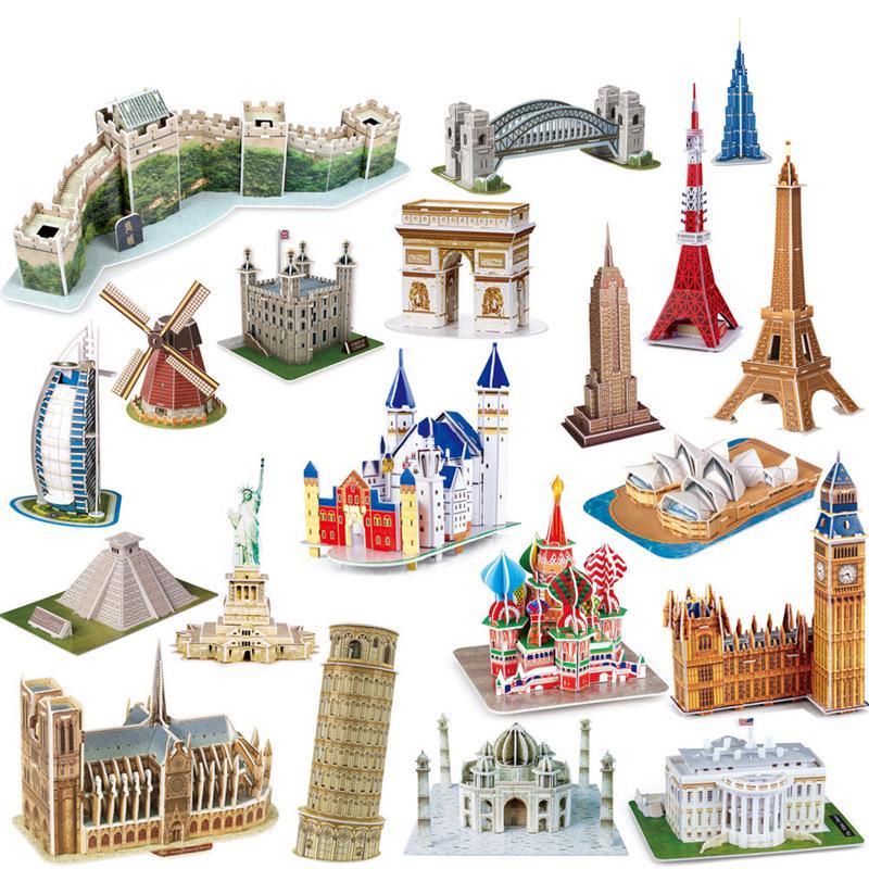 World Landmark 3D Puzzle Kit for Kids - Educational Paper Toy