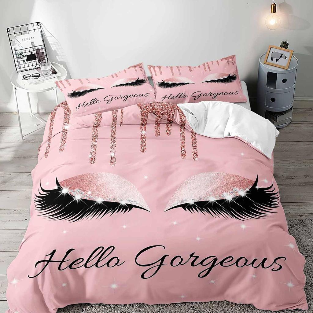 Eyelash Pattern Digital Printing Duvet Cover Set Bedding