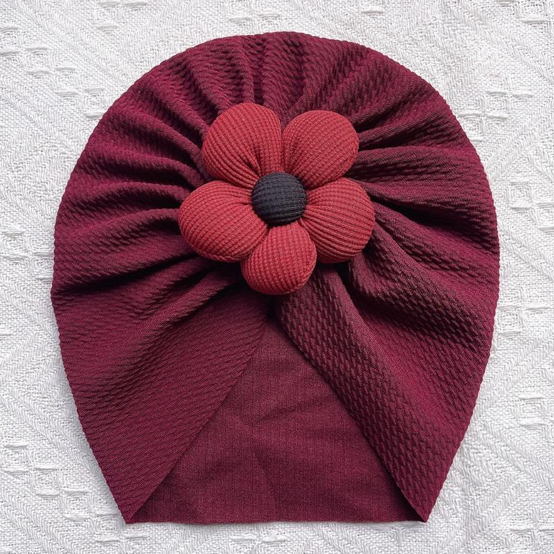 New children's solid color twill bubble hat, pentagonal flower baby pullover hat, thin baby tire hat
