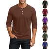 Men's Henley Neck Raglan Sleeve Three Quarter Length Shirt Button Placket Casual Lightweight Soft Fabric Top