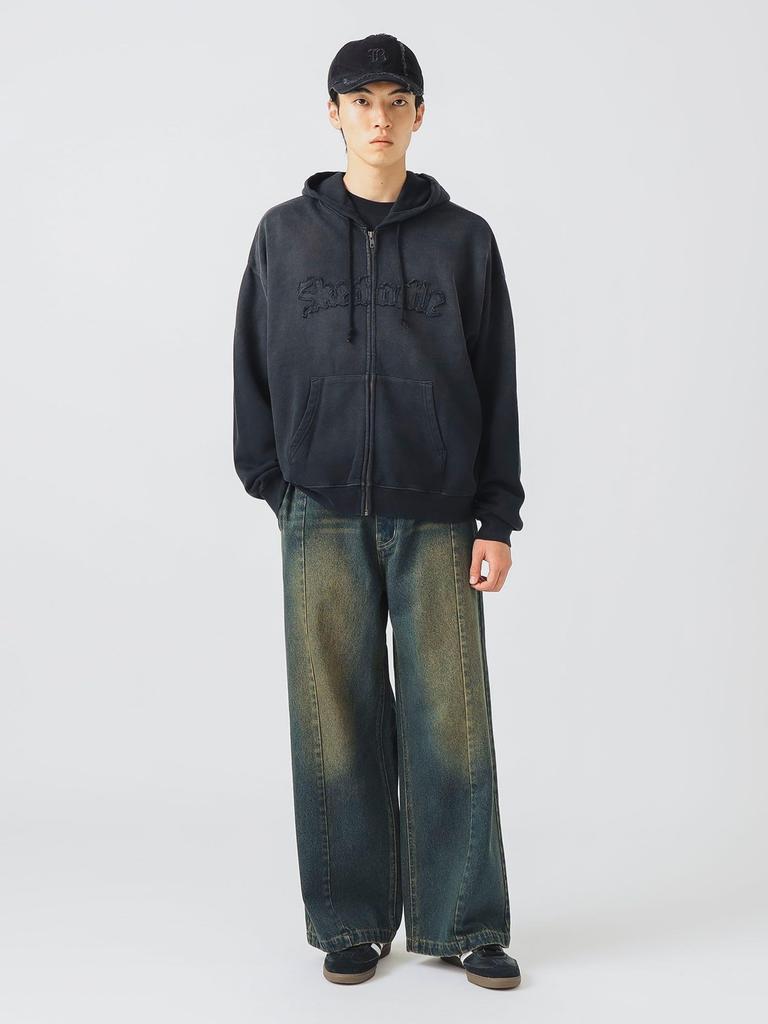 Beams Heart Jeans Blast Seam Baggy Denim Pants Indigo L Men's