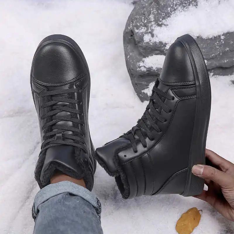 Fashion With Ties Cold-proof Women's White Platforms Boot Big Sneakers High Heels Shoes Sports New In Sports-et-leisure Twnis