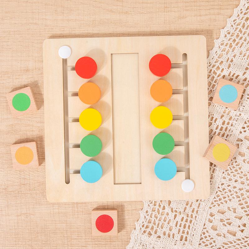 Wooden Color Matching & Sorting Board Game for Two Players - Parent-Child Interactive Educational Toy