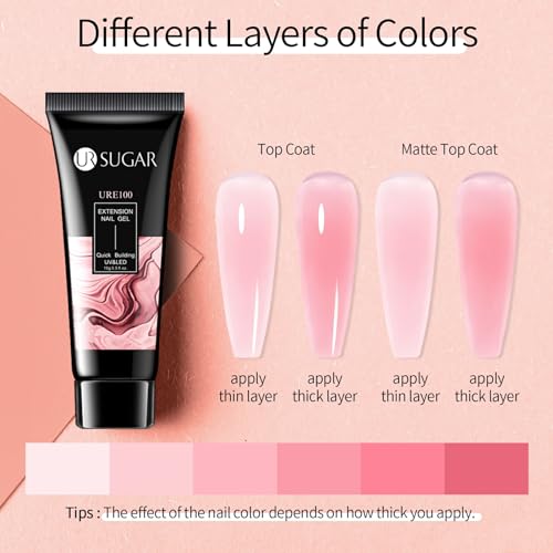 UR SUGAR Poly Nagelgel Verlängerung - 20-Farben Neon Verlängerungs-Gel-Set, UV/LED-sicher, DIY-Nagelkunst-Design für Anfänger, Weihnachtsgeschenk für Frauen