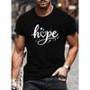 European Sizes Hope Theme Art Font Print | Comfortable and Breathable Casual Sports Top with Round-Neck Short-Sleeved