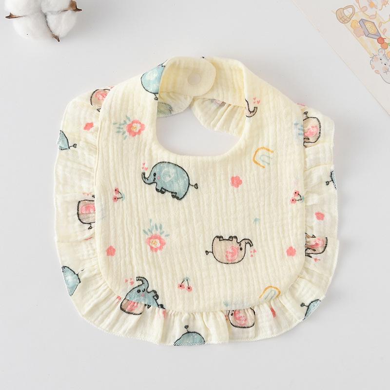 Ruffle Baby Drool Bibs: Pure Cotton Printed Lace Bibs