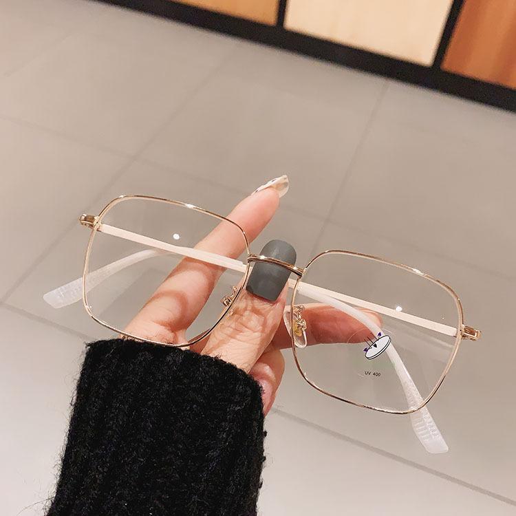 

Fashion Oversized Square Reading Glasses Women Anti-Blue Light Metal Frame Glasses Brand Optical Computer Eyeglasses Rose Gold Not Anti Blue 023.96