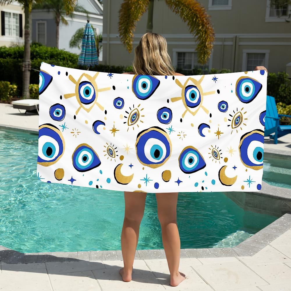 Glücksaugen Blau Böse Augen Handtuch Strandtuch Übergröße Schnelltrocknend Handtuch Saugfähig Weich Schwimmen Strandhandtücher für Männer Frauen