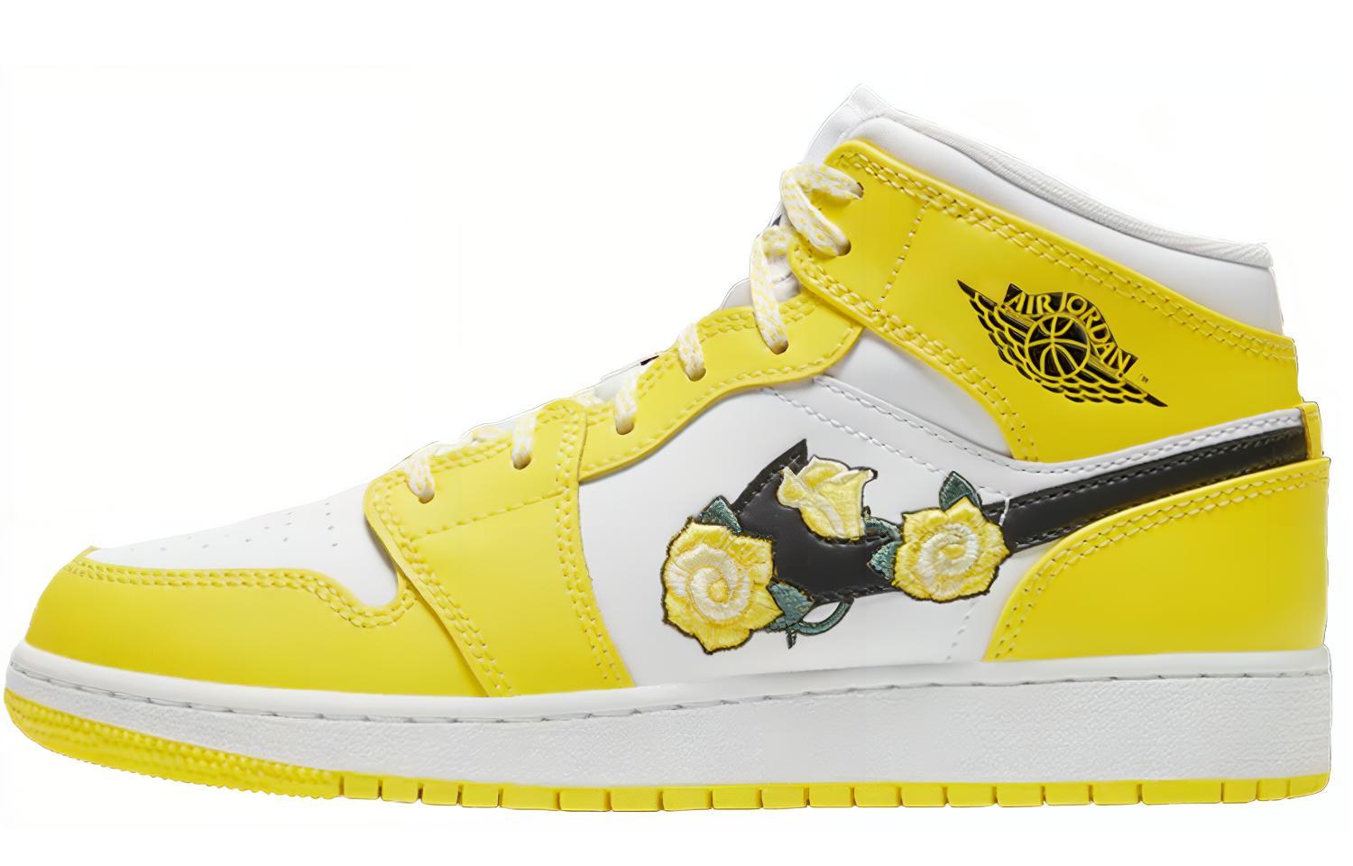 Jordan 1 Mid Dynamic Yellow Floral GS AV5174-700 35.5