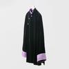 Chinese Silk Velvet Stand Collar Top with Asymmetrical Buttons and Organza Patchwork - Loose Cuffed Sleeves