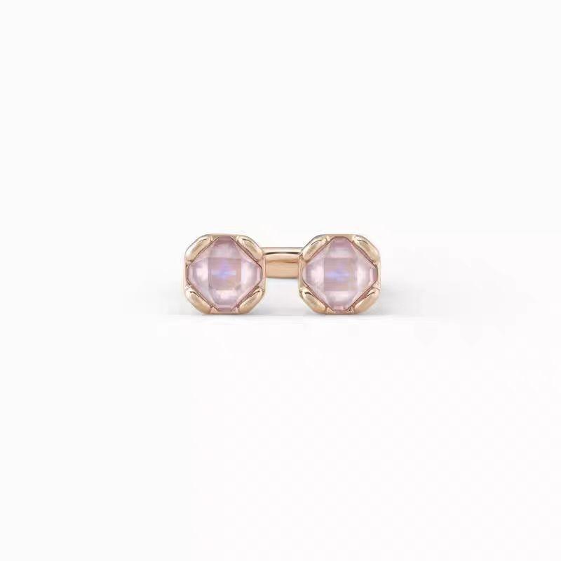 

Открытое кольцо с розовым и голубым кристаллом No. 9