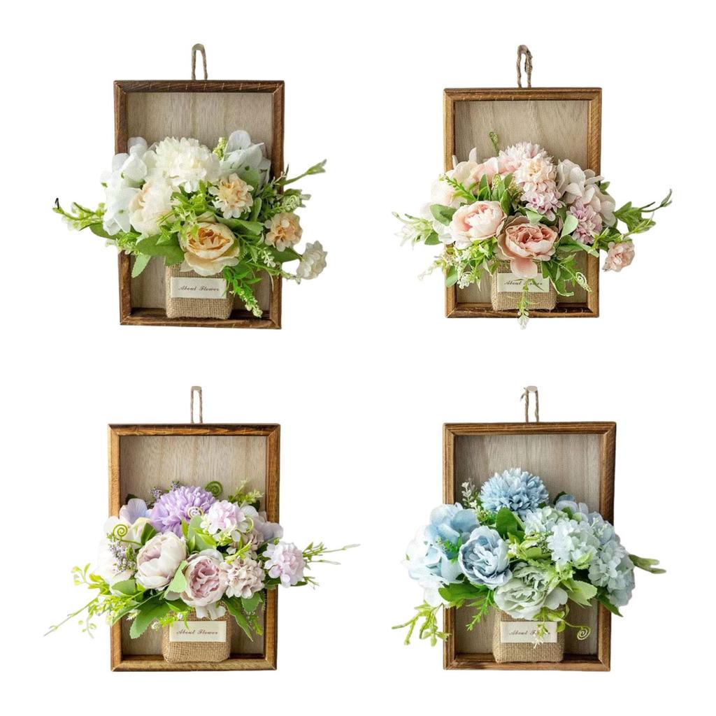 Simulated Flower with Frame Simulated Flower In Wooden Frame Hanging Ornament for Windowsill