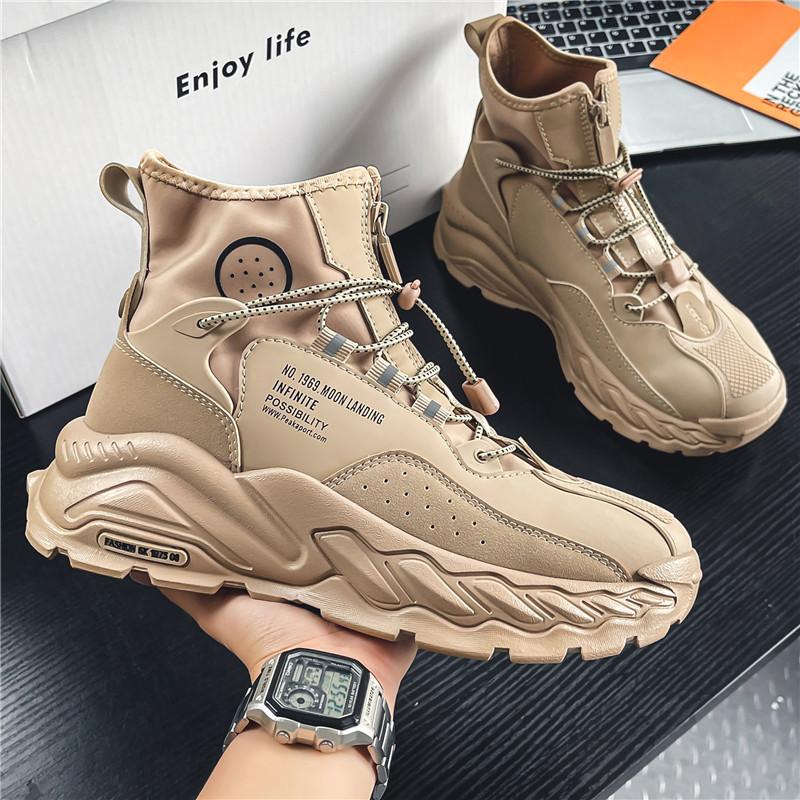 

New Men s Comfortable Sneakers Korean Edition Trendy Breathable Casual Shoes Thick soled Height Increasing Sports Running Shoes 44 хаки