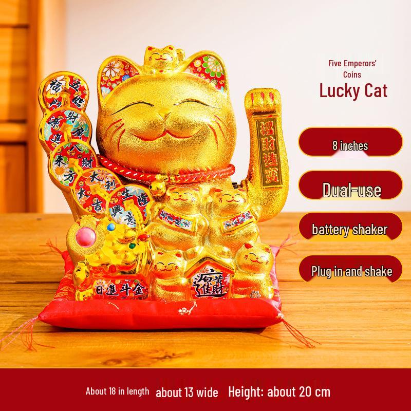 Ceramic Lucky Cat Figurine with Waving Hand – Customizable Gold Shop Gift for 2026 Opening Ceremony