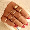 Sada prstenů s českým zlatým řetízkem pro ženy Fashion Boho Coin Snake Moon Rings Dárkové šperky Party Trend