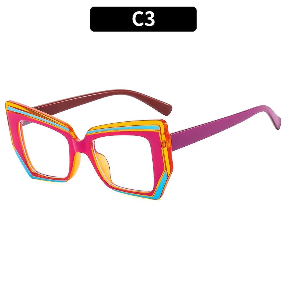 Damskie Luksusowe Designerskie Okulary Korekcyjne z Kolorowym Szyciem dla Pań Okulary Blokujące Niebieskie Światło Oprawka Optyczna