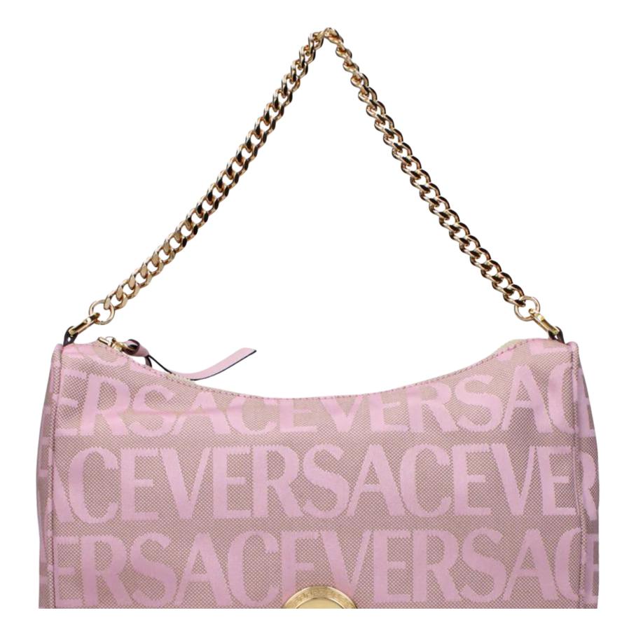 Versace Logo Gold Accessories Fabric Medium Shoulder Bag Women Shoulder Bag Pink 10028771A151822PL5V
