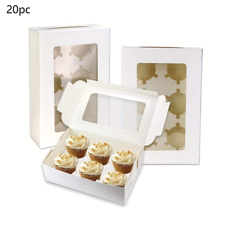 

20/50 шт белые коробки для кексов со вставками 6 держателей, белые стандартные коробки для выпечки с окном из ПВХ, контейнеры для кексов, коробки для выпечки, контейнеры для кексов 20 pcs