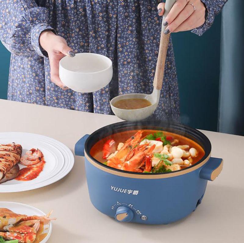 800 W Multifunktionaler elektrischer Wärmetopf, Mini-Kochender Suppentopf, antihaftbeschichtetes Kochgeschirr, Bratpfanne für eine Person
