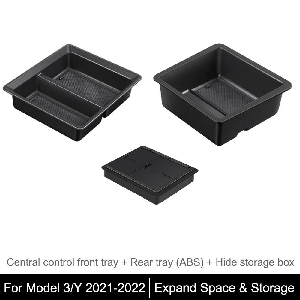 for Tesla Model 3 Y - Central Armrest Storage Box Organizer Center Console Case Hidden Cubby Drawer Storage Box