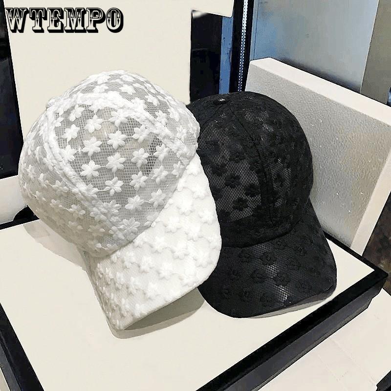 WTEMPO Hollow Out Duck Tongue Hat Women's Summer Lace Flower Korean Version Versatile Sun Shield Hat Breathable Solid Baseball Hat