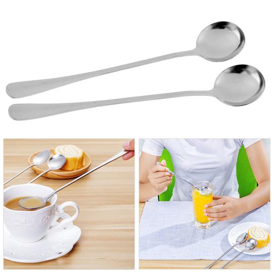 2Pcs Dessert Grade Spoons Food Rust-proof Stainless Steel Milk Coffee Dessert Honey Soup