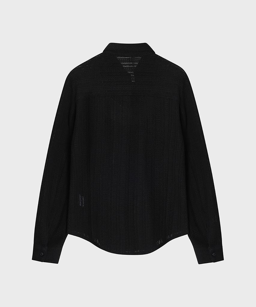 NOIRER FOR WOMAN Cotton Crochet Slim Shirt (Black)