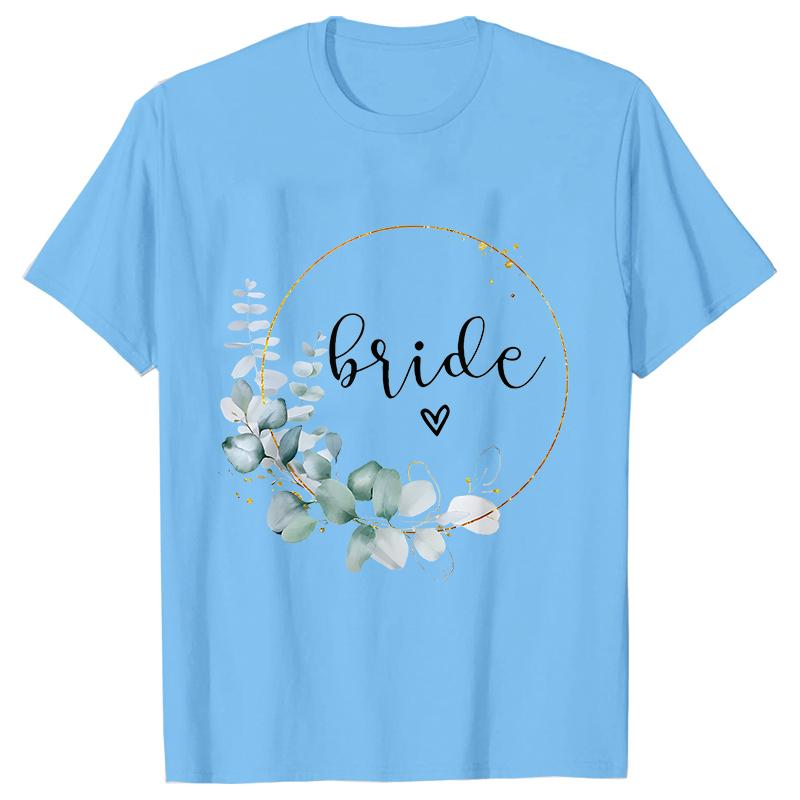 Team Bride Bridesmaid Bridal Flower Wreath Tees Unisex’s Bachelorette Party Tops Friends Wedding Single Farewell Shirt Clothing