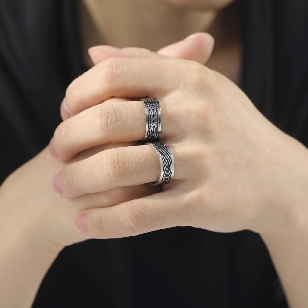 New Men's Jewelry Personalized Bicycle Irregular Bubble 8mm Wide Stainless Steel Corrosion Killing Ring