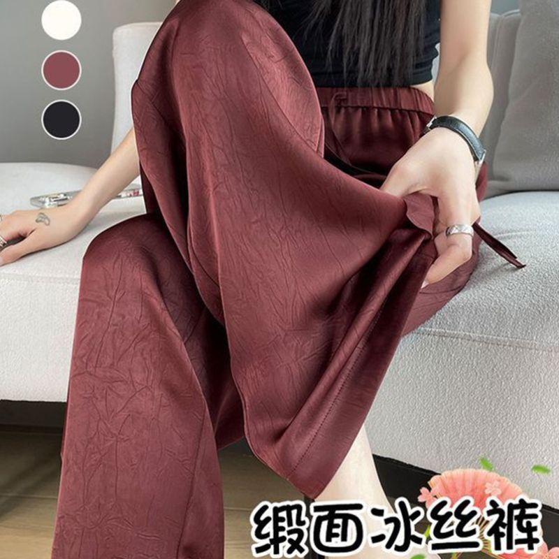 WTEMPO National Style New Jacquard Pants Women's Wide-leg Summer Loose Lightweight Casual Straight Pants