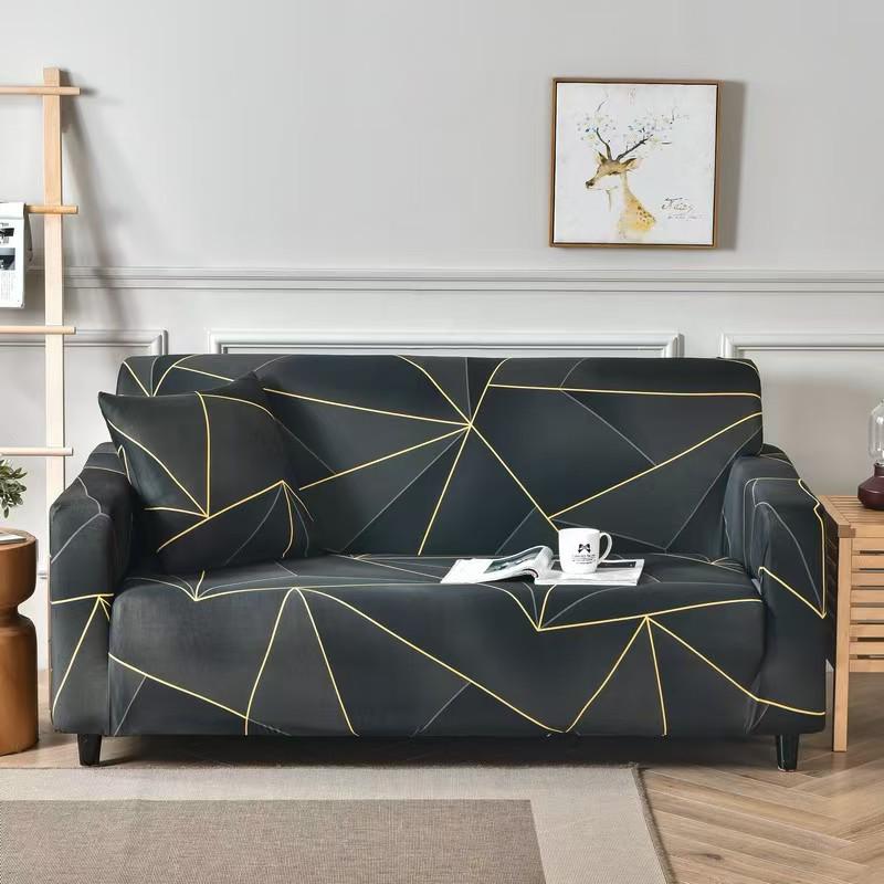 Four Seasons Milk Silk Elastic Sofa Cover - Single/Double Person, All-Inclusive Printed Design