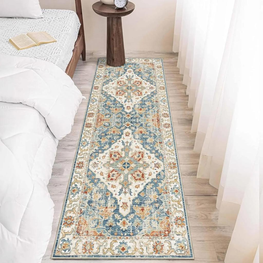 Vintage Bohemian Rug - Stain-Resistant & Non-Slip Bedroom Entrance Mat  Bedside Rug Hallway & Corridor Carpet Home Decor